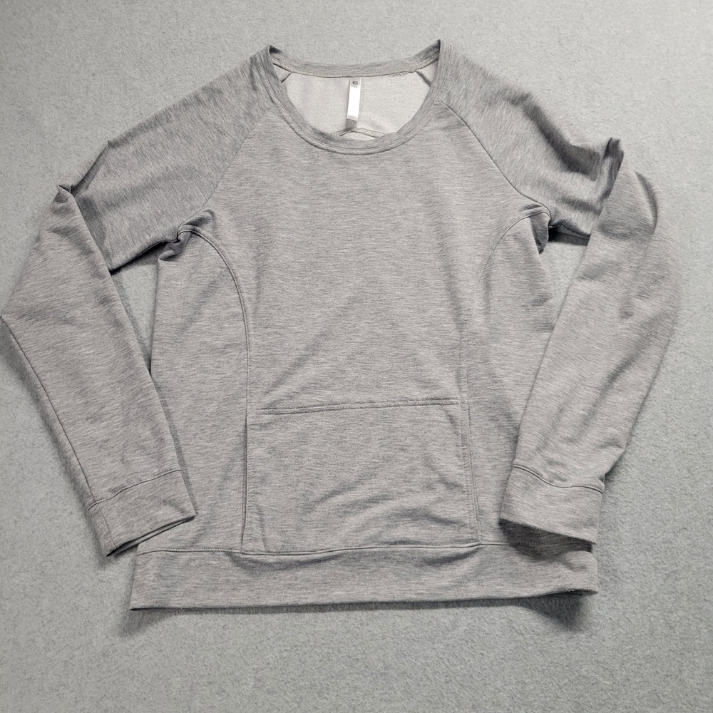 Fabletics Heather Gray‎ Raglan Pullover Sweatshirt Kangaroo Pocket Womens Small